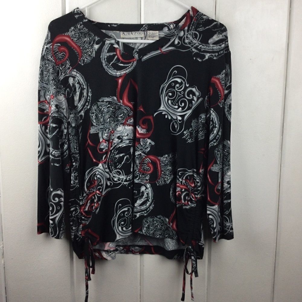 Kaktus Black‎ Graphic Jacket (M) & Matching Cinch Side Blouse (L), Vintage Set - Picture 11 of 14